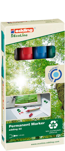 Edding - Viltstift edding 22 eco schuin 1-5mm assorti | 10 stuks