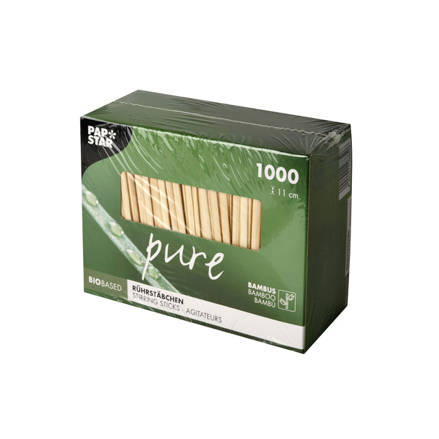 Agitateur Papstar 110x3mm bambou | 10 morceaux