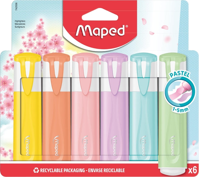 Maped - Markeerstift maped set à 6 pastel kleuren