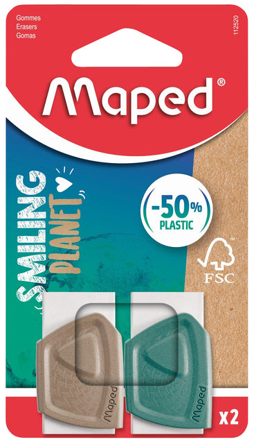 Maped - Gum maped smiling planet blister à 2 stuks