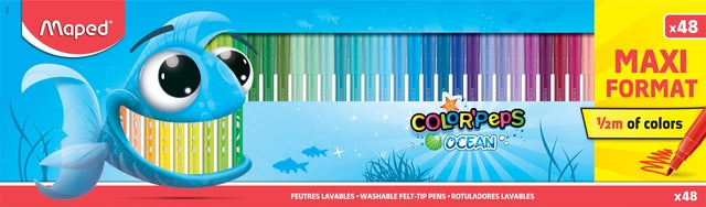 Marqueur de couleur Maped Color'Peps Océan boite de 48 couleurs
