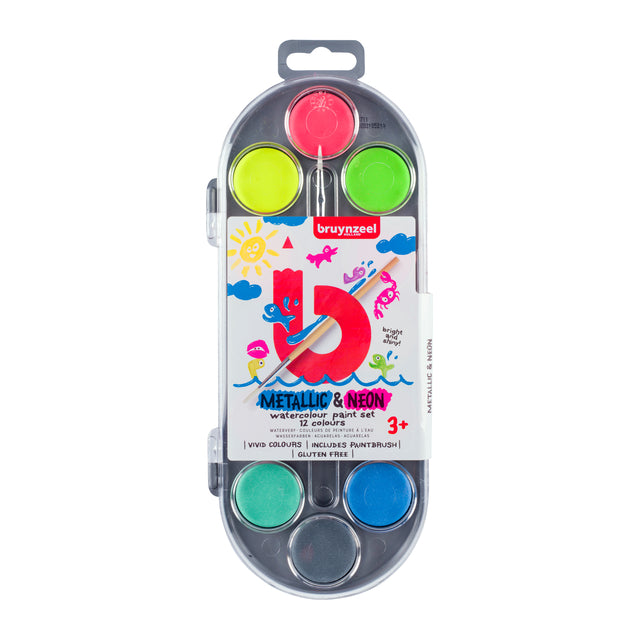 Bruynzeel - Waterverf bruynzeel kids 12 kleuren metallic neon