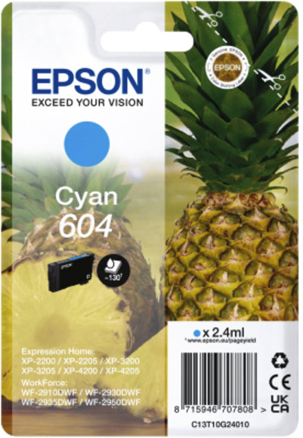 Cartouche d'encre epson 604 t10g24 bleu | 10 morceaux