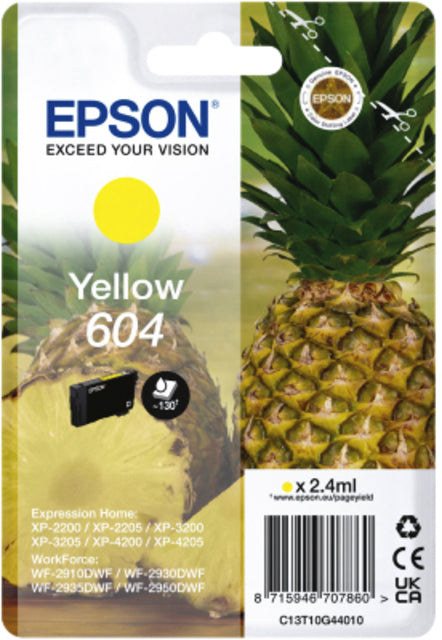 Cartouche d'encre epson 604 t10g44 jaune | 10 morceaux