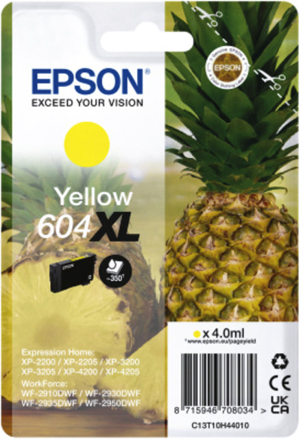 Cartouche d'encre epson 604xl t10h44 jaune | 10 morceaux