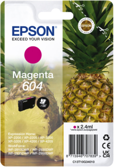 Cartouche d'encre epson 604 t10g34 rouge | 10 morceaux