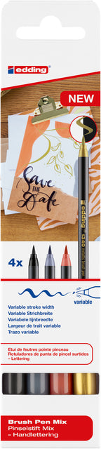 Edding - Brushpen edding 1340 letteringset assorti | 10 stuks