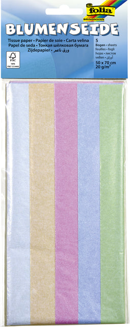 Folia Paper - Zijdevloeipapier folia 50x70cm 20gr iris ass 5vel