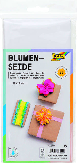 Folia Paper - Zijdevloeipapier folia 50x70cm 20gr nr00 wit 10vel | 10 stuks