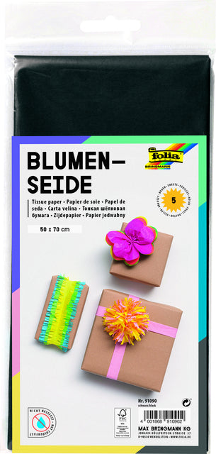 Folia Paper - Zijdevloeipapier folia 50x70cm 20gr nr90 zw 5vel | 10 stuks