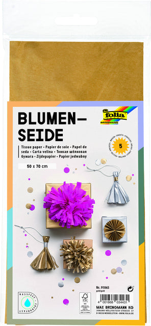 Folia Paper - Zijdevloeipapier folia 50x70cm 20gr nr65 goud 5vel | 10 stuks