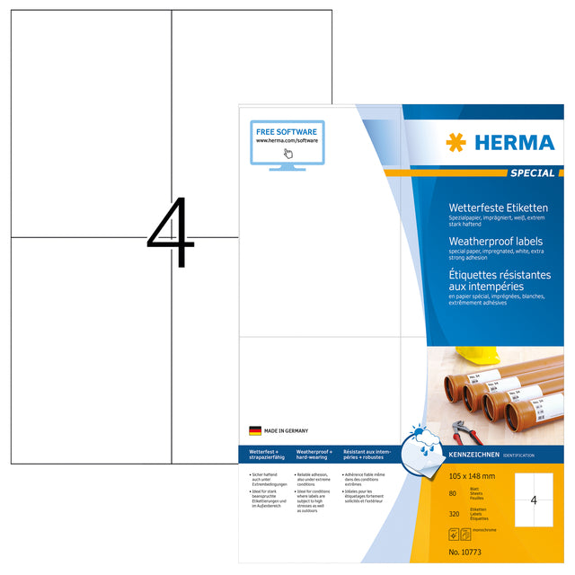 HERMA - Etiket herma 10773 105x148mm weerbestendig wit