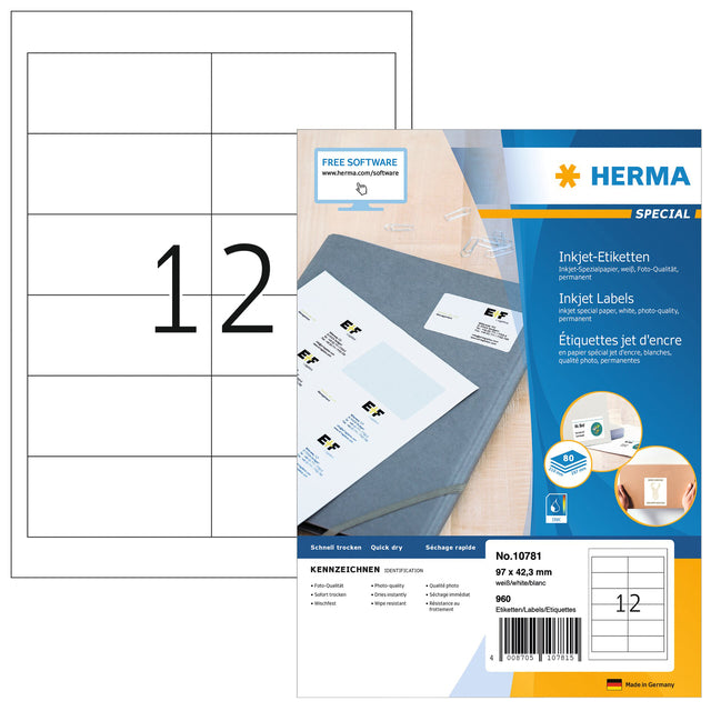 HERMA - Etiket herma 10781 97x42.3mm wit 960 stuks