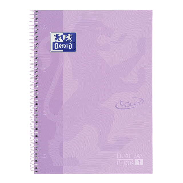 Cahier Oxford Touch Europeanbook A4+ ligne 4 trous 80 feuilles violet pastel