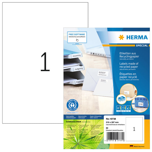HERMA - Etiket herma recycling 210x297mm wit