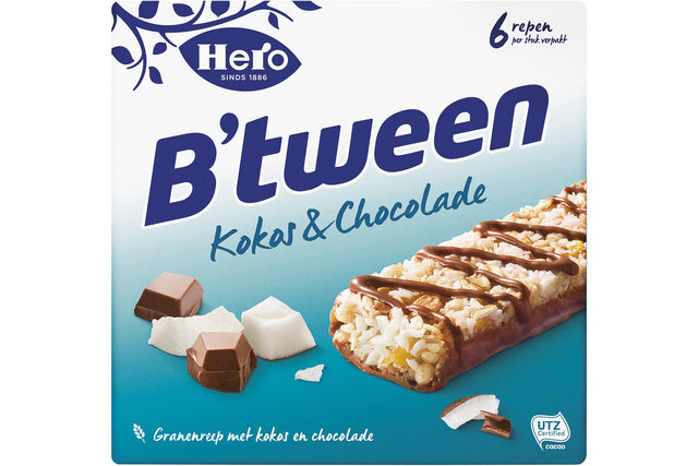 Hero - Tussendoortje hero b'tween kokos chocolade 6pack | 10 stuks
