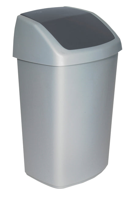 Curver - Afvalbak curver swing 50 liter zilver | 3 stuks