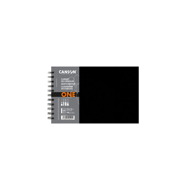 Canson - Tekenboek canson one art book 216x140mm zwart | 6 stuks
