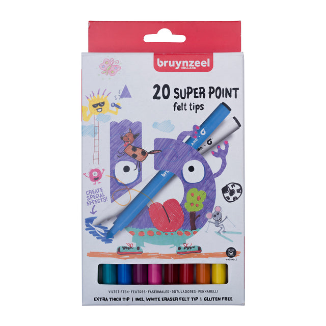 Bruynzeel - Viltstift bruynzeel kids super point 20 kleuren