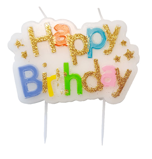 Haza - Kaarsje 'happy birthday' 10.5cm | 5 stuks
