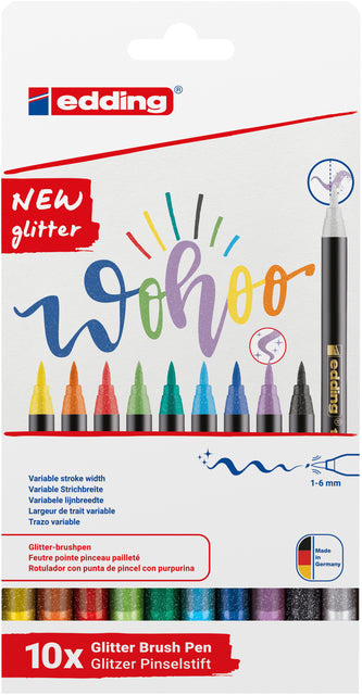 Edding - Brushpen edding 1340 10st glitter assorti