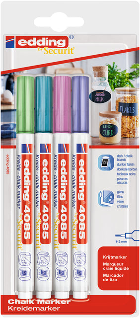 Edding - Krijtstift edding 4085 rond 1-2mm metallic assorti