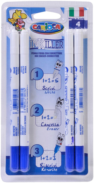 Carioca - Viltstift carioca inkiller met wisser set 4 stuks