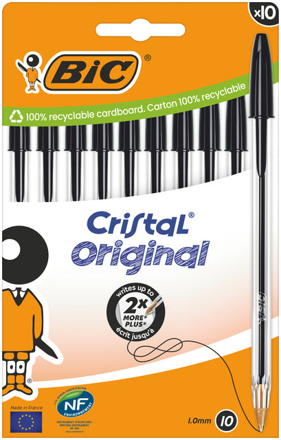 Bic - Balpen bic cristal m 10st zwart