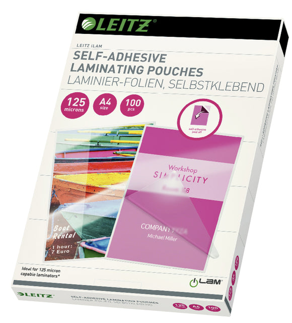 Leitz - Lamineerhoes leitz a4 zelfklevend 2x125micron eva