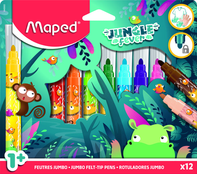 Maped - Viltstift maped jungle fever jumbo set 12 kleuren
