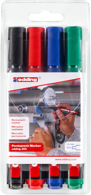 Edding - Viltstift edding 300 rond 1.5-3mm 4st assorti
