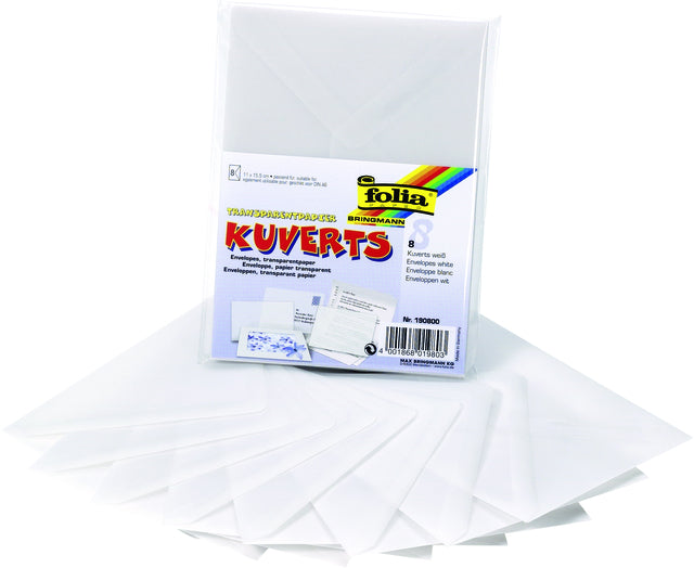 Folia Paper - Envelop folia a6 115gr set 8 stuks transparant