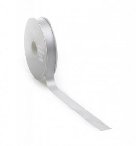 Satijnlint PREMIUM Double face 25mm x 25 meter zilver
