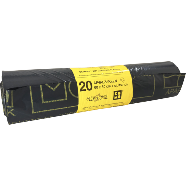 KOMO - Afvalzak | Gerecycled LDPE | 60x80cm | grijs | 20 rol