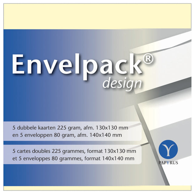 Papyrus - Dubbele kaart papyrus envelpack 140x140mm ivoor