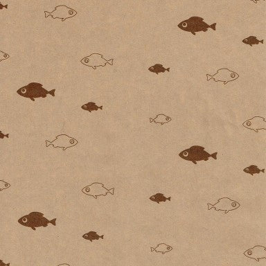 Klika - Cadeaupapier - Geschenkpapier - Fish on brown 50 cm