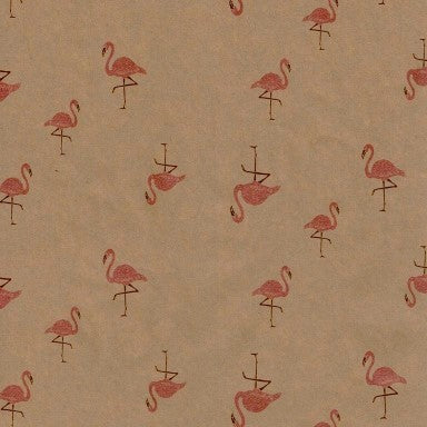 Klika - Cadeaupapier - Geschenkpapier - Flamingos at ease on brown 50 cm