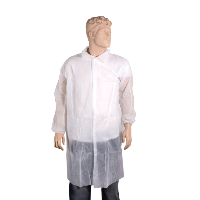 ComFort - Bezoekersjas | XL | drukknoop | PP | wit | 50 stuks