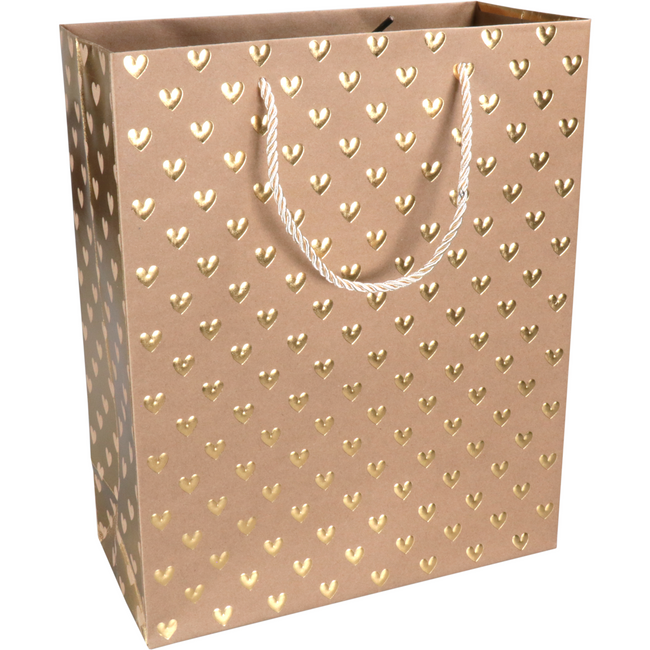 Klika - Tas | Love | Papier | 26x 12x32cm | draagtas | bruin/goud | 10 stuks