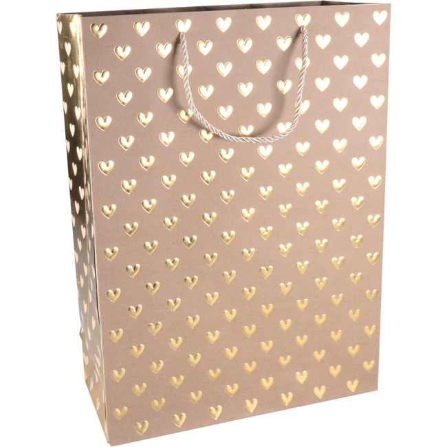 Klika - Tas | Love | Papier | 30x 12x42cm | draagtas | bruin/goud | 10 stuks