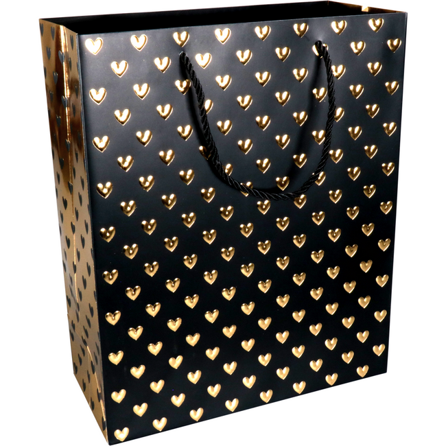 Klika - Tas | Love | Papier | 26x 12x32cm | draagtas | zwart/goud | 10 stuks