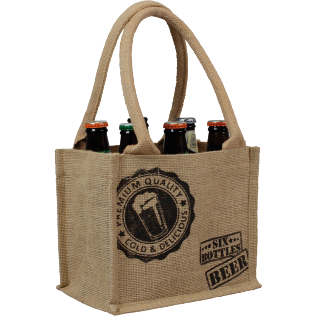 Klika - Tas | Mon voyage | Jute | reusable | 21x14x18cm | fleszak | bruin | 10 stuks