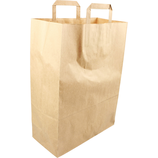 Klika - Tas | Papier | platte handgreep | 32x 16x43cm | draagtas | bruin | 250 stuks
