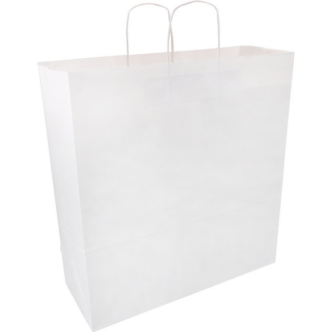 Klika - Tas | Kraftpapier | gedraaid papieren koord | 45x 17x48cm | draagtas | wit | 100 stuks