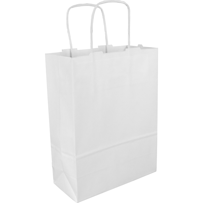 Klika - Tas | Kraftpapier | gedraaid papieren koord | 18x 8x24cm | draagtas | wit | 100 stuks