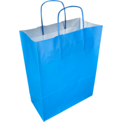 Klika - Tas | Kraftpapier | gedraaid papieren koord | 26x 12x35cm | draagtas | blauw | 50 stuks