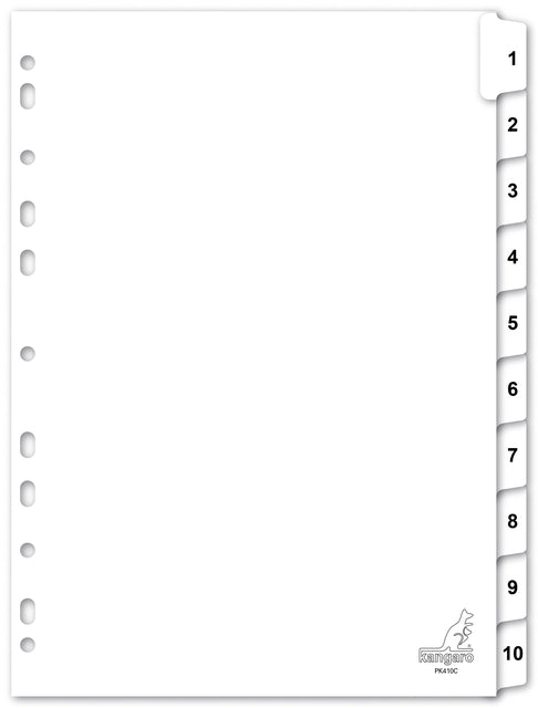 Kangaro - Tabblad kangaro 4r pk410c nr 1 10 wit karton | 20 stuks