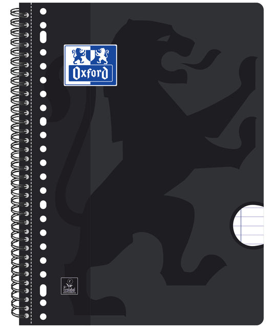 Bloc collège Oxford A4+ ligne 4 trous 90 feuilles noir | 5 pièces