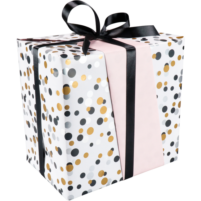 Klika - Cadeaupapier | 50cm | 200m | 80gr/m² | Confetti | zilver/goud/zwart