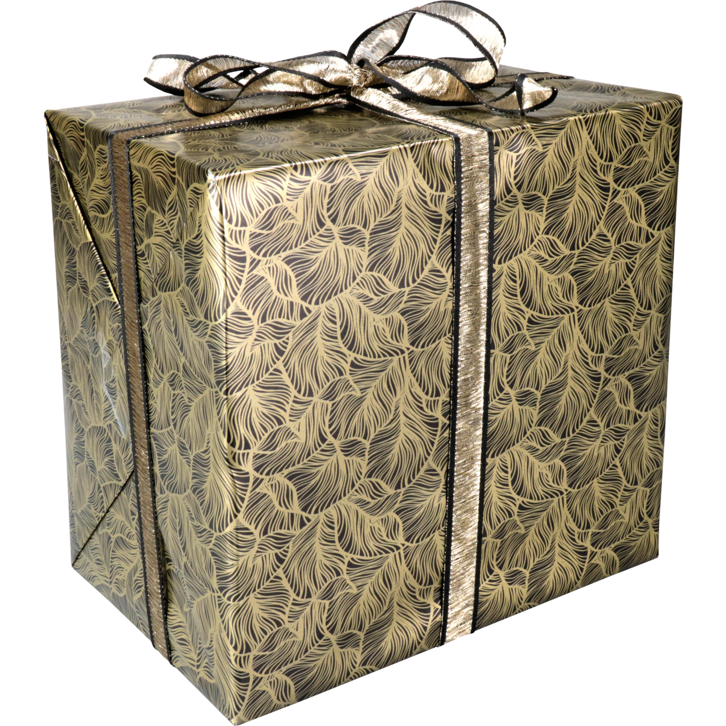 Leafs - Cadeaupapier | 30cm | 200m | 80gr/m² | Leafs | zwart/goud